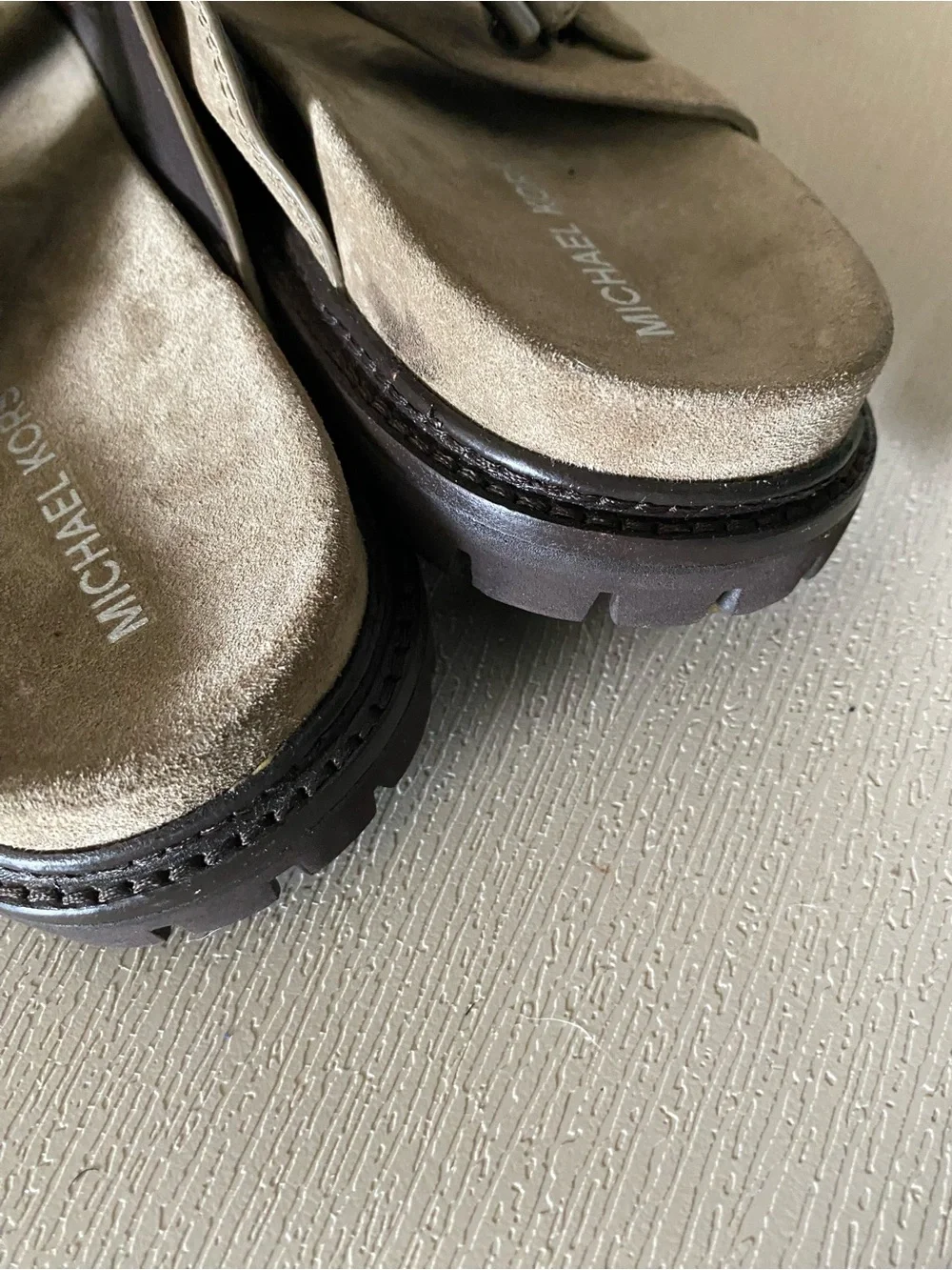 Michael Kors tan suede leather buckles sandals men size 11m